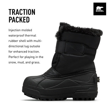 Sorel Youth Unisex Little Children's Snow Commander Boots - Black, Charcoal - Size 9