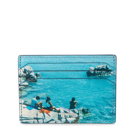 TUMI - Nassau Leather Card Case - Men's and Women's Slim Wallet - Mediterranean Print