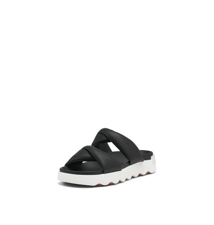 Sorel Women's Viibe Twist Slide Sandals - Black, Sea Salt - Size 5.5