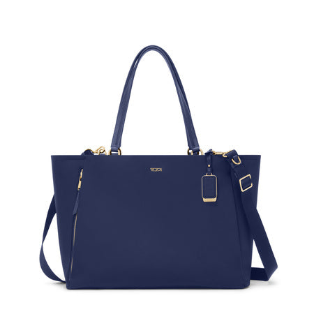 TUMI - Voyageur Valetta Tote - Women's Carryall Bag, Lightweight and Roomy, Functional Purse for Everyday, Business & Travel - Large, Indigo/Light Gold