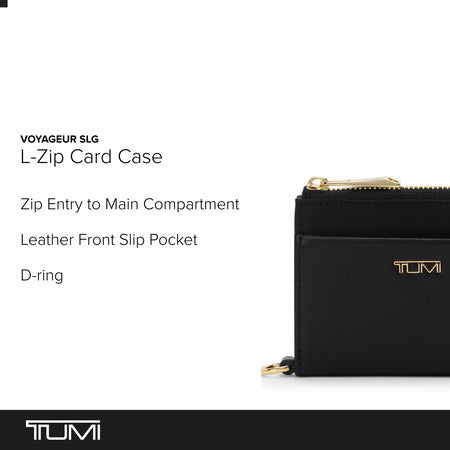 Tumi Unisex L-Zip Card Case Black/Gold One Size