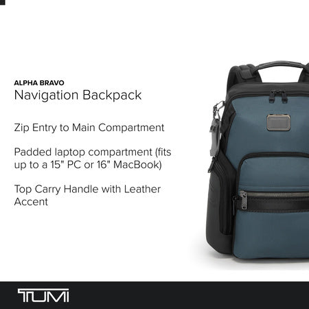TUMI - Alpha Bravo Navigation Backpack - Everyday Travel and Commute Bag - Fits Up to 15" Laptop - 16.0" X 14.0" X 7.3" - Pavement