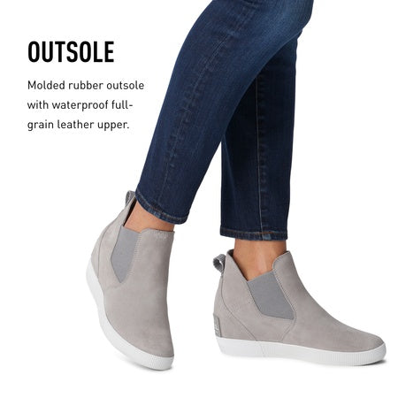SOREL Women's Out N About Slip-On Wedge Boot - Chrome Grey, White - 9