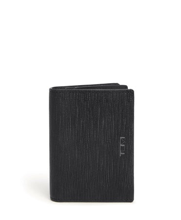Tumi Mens Gusseted Card Case Black Embossed One Size