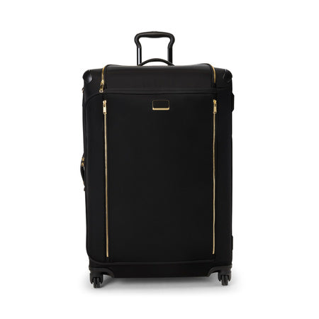 TUMI - Voyageur Leger 4 Wheeled Luggage - Women's Lightweight and Spacious, Sleek Silhouette, Durable Premium Suitcase - 16" Large Dual Access Expandable Checked, Black with Gold Hardware