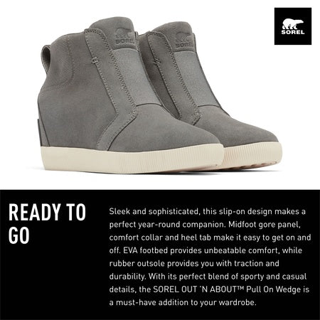 Sorel Out N About™ Pull-On Wedge Quarry/Sea Salt 6 B (M)