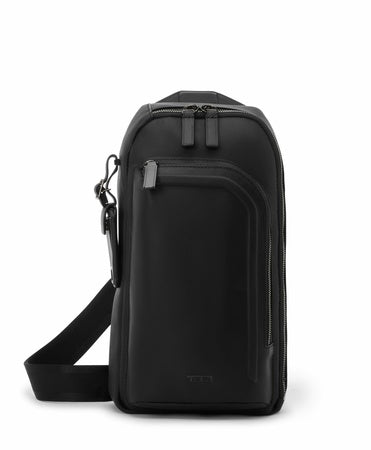 TUMI - Harrison Gregory Sling - Men's Lightweight Crossbody with Multiple Compartments - Travel or Commute Bag - Black Bombe Leather