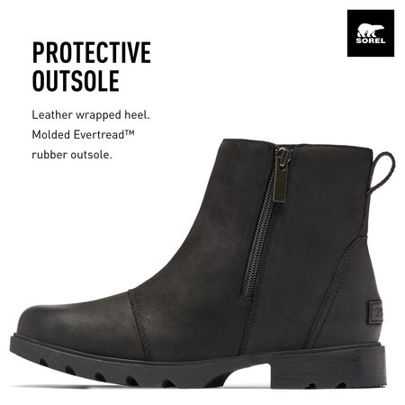 Sorel Women's Emelie LLL Zip Waterproof Boot - Black, Black - 7