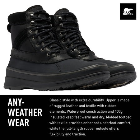 Sorel Men's Ankeny 2 Boot Plus Wp Casual Winter, Black Jet Collection 2023 2024, 8.5 UK