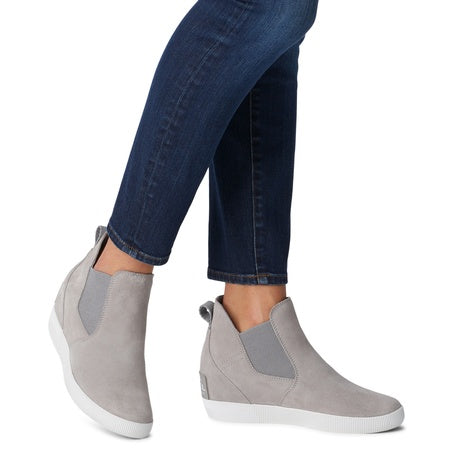SOREL Women's Out N About Slip-On Wedge Boot - Chrome Grey, White - 11