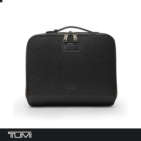 TUMI - Travel Accessories Valuables Travel Case - Premium Leather Secure Case - Black Embossed Leather