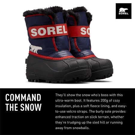 Sorel Youth Unisex Little Children's Snow Commander Boots - Nocturnal, Sail Red - Size 11