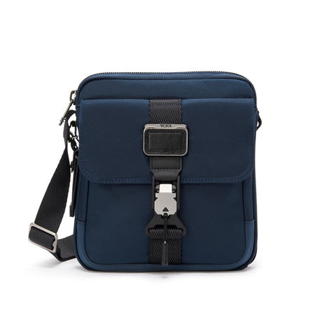 TUMI - Alpha Bravo Junior Crossbody - Premium Crossbody Bag - Small Bag for Everyday or Travel - 9.5" X 8.8" X 2.8" - Navy Coated Canvas