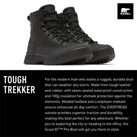 Sorel Scout 87'™ Pro Boot Waterproof Black/Black 7.5 D (M)