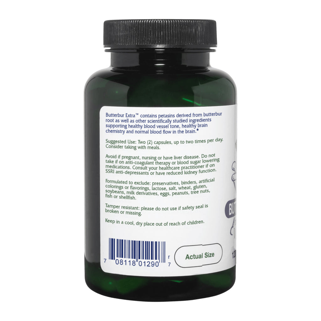 Vitanica Butterbur Extra, Brain Chemistry and Vessel Support, Vegan, 120 Capsules