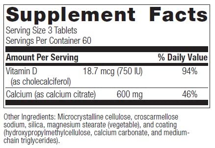 Bariatric Advantage Non Chewable Calcium Citrate for Bariatric Surgery Patients, 600 mg Calcium Per Serving with Vitamin D3 to Increase Absorption - 180 Tablets