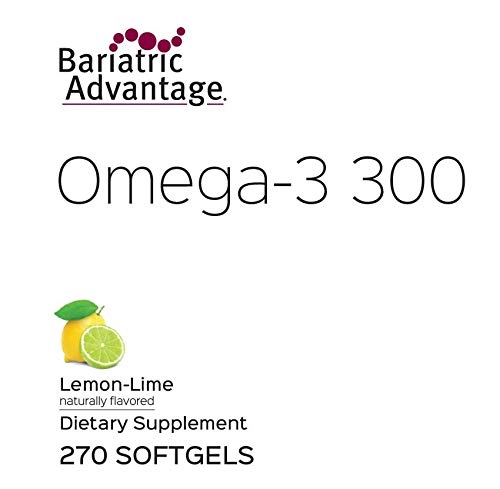 Bariatric Advantage Omega-3 300 EPA DHA Fish Oil Capsules, Concentrated Source of Fatty Acids from Sustainably Sourced Cold Water Fish - Lemon Lime, 270 Softgels