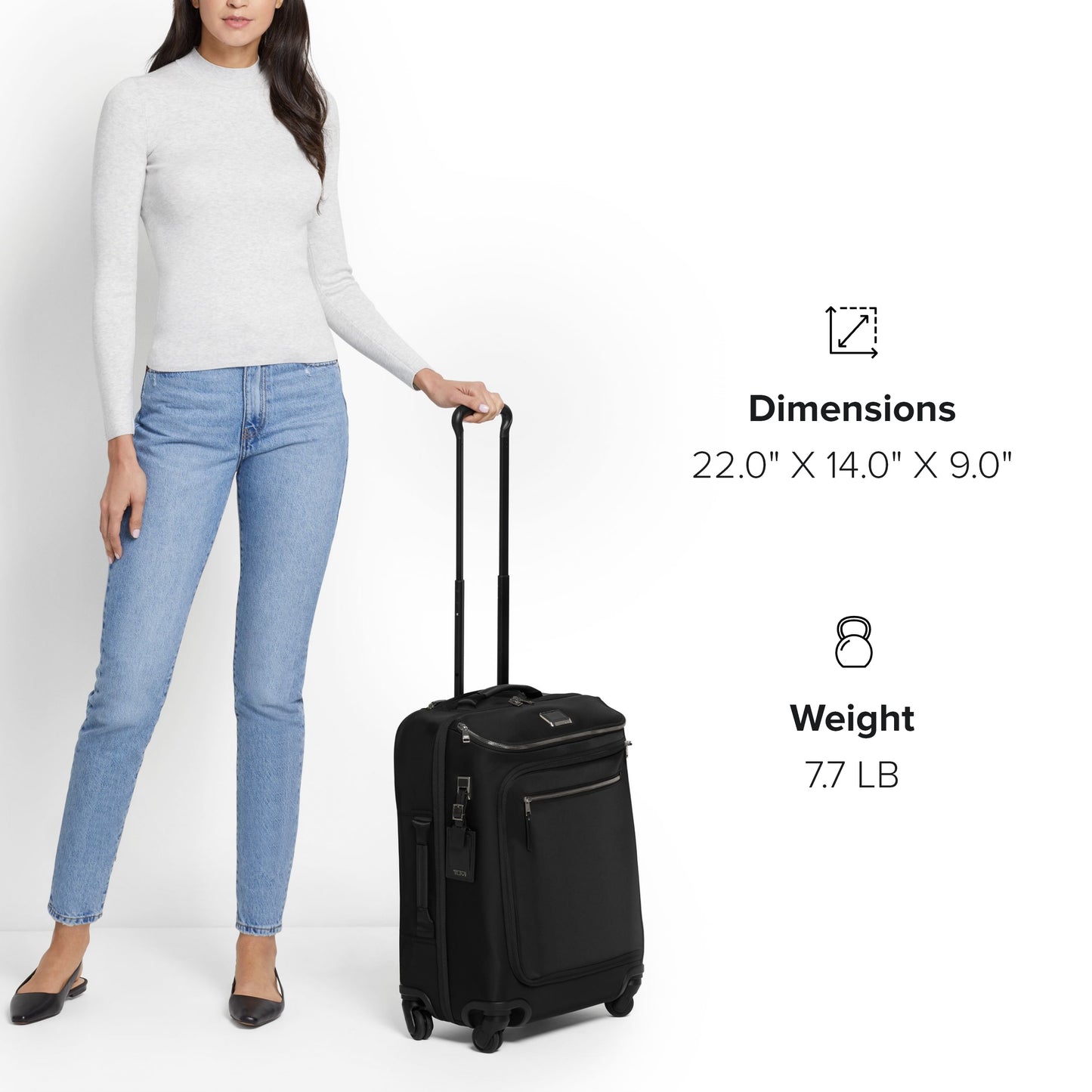 TUMI - Voyageur Leger 4 Wheeled Luggage - Women's Lightweight and Spacious, Sleek Silhouette, Durable Premium Suitcase - Black & Gunmetal