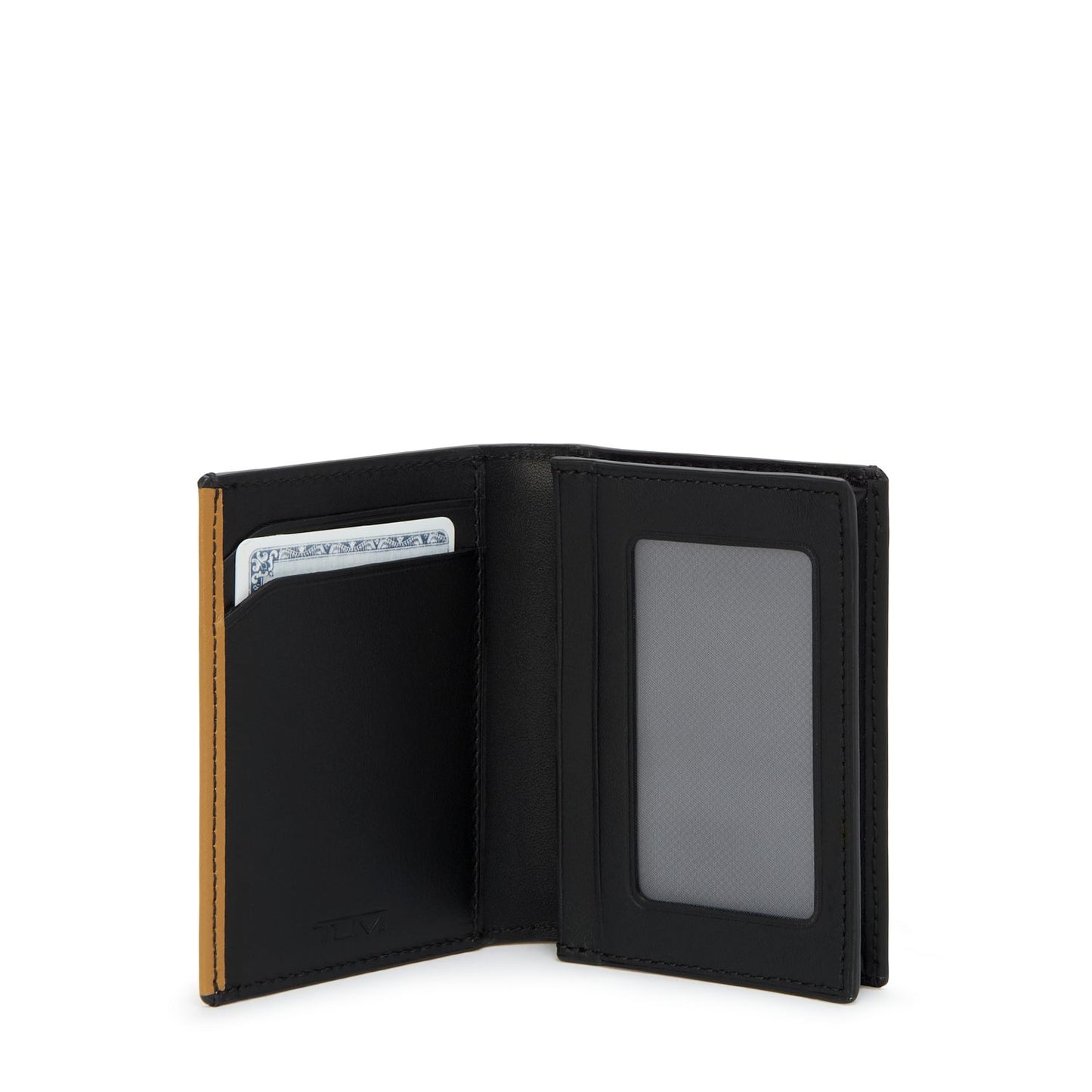 TUMI - Nassau Gusseted Card Case - Card Holder Wallet for Men & Women - With ID Window - Nappa Leather Material - Black/Golden Brown