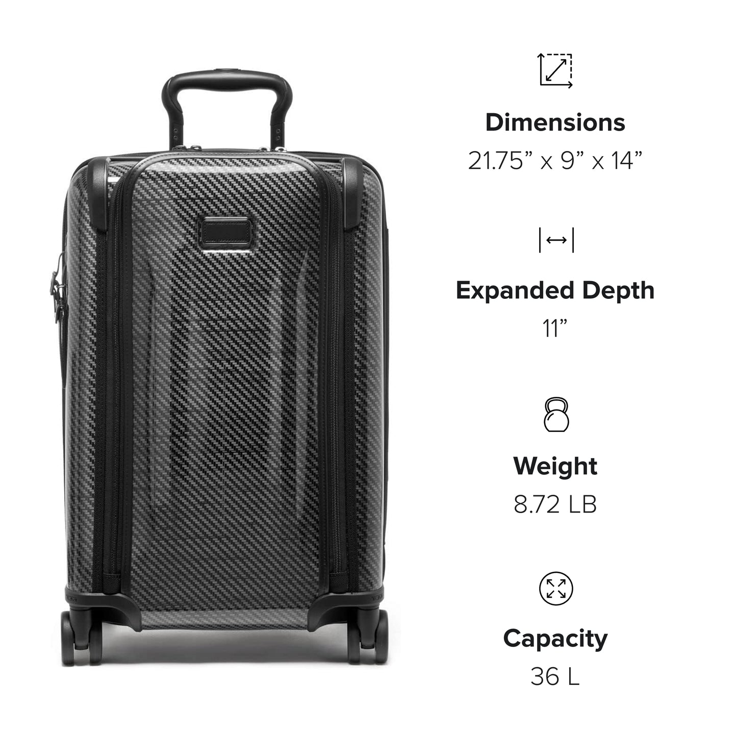 TUMI - Tegra-Lite 4 Wheel Luggage - Highly Durable Suitcase, Flexible Shell, Sleek and Lightweight Men's and Women's Expandable Rolling Bag - Front Pocket Expandable Carry On, Black Graphite