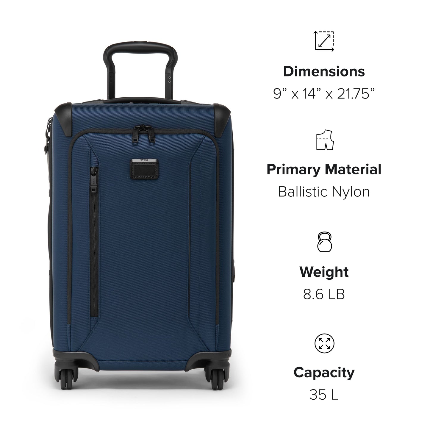 TUMI - Aerotour 4 Wheel Expandable Luggage - Men's and Women's Lightweight Business and Leisure Travel Suitcase - 21.75" Expandable Carry-On, Navy