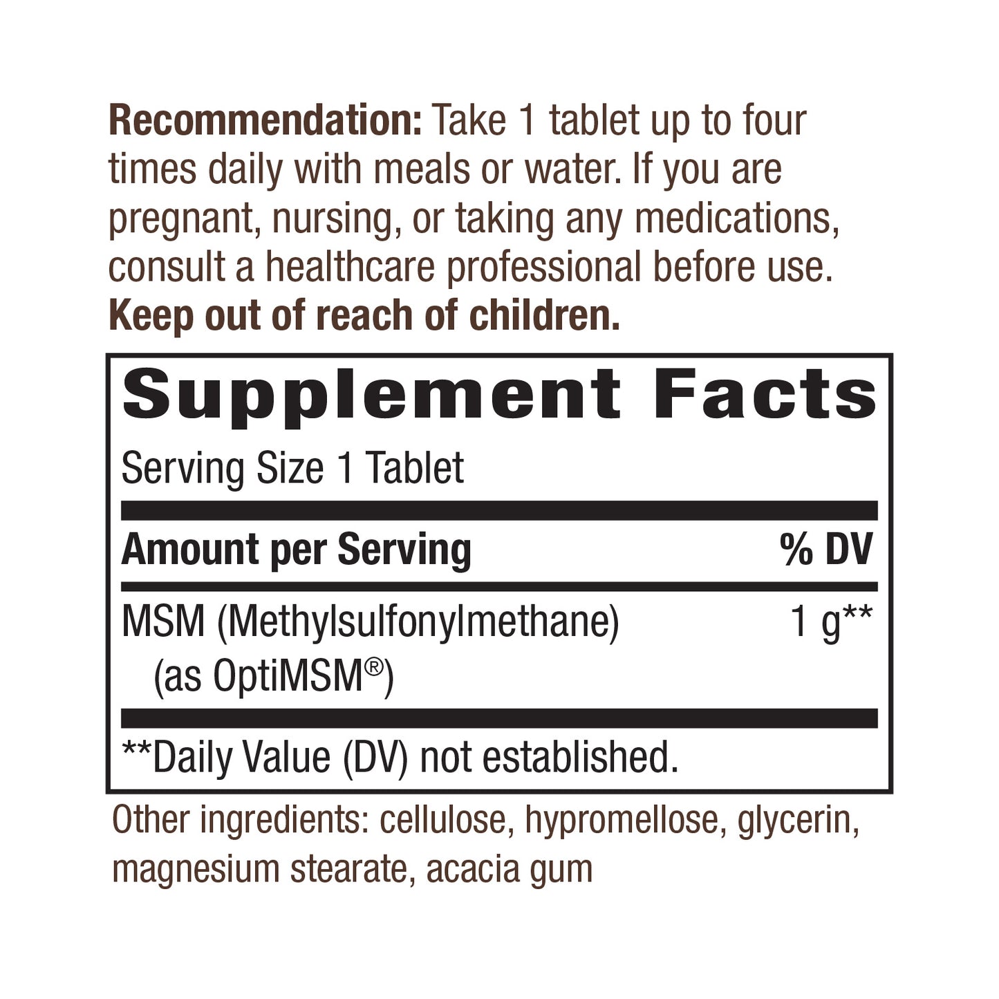 Nature's Way Premium Quality MSM 1000 mg PURE OptiMSM, 200 Tablets, Pack of 2