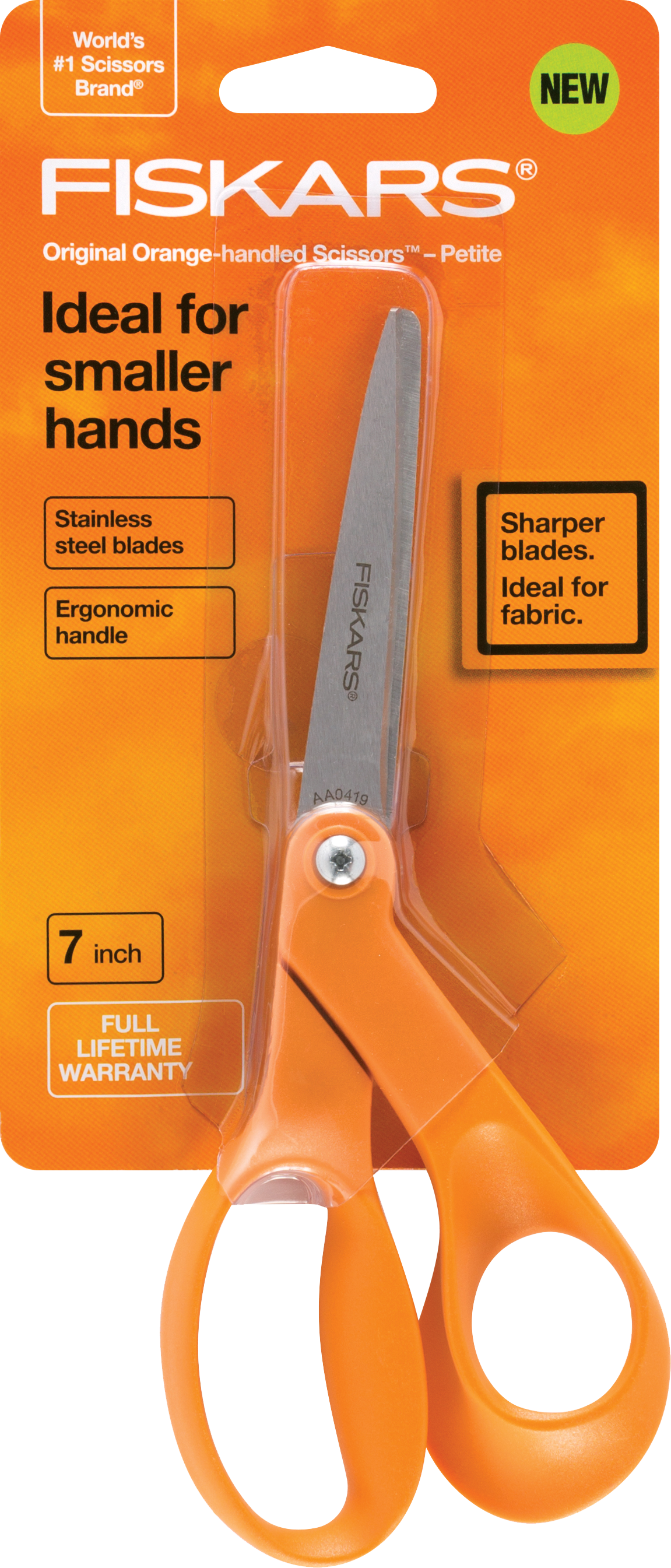Fiskars 197060-1001 Petite Original Orange-Handled Scissors, 7 Inch, Orange
