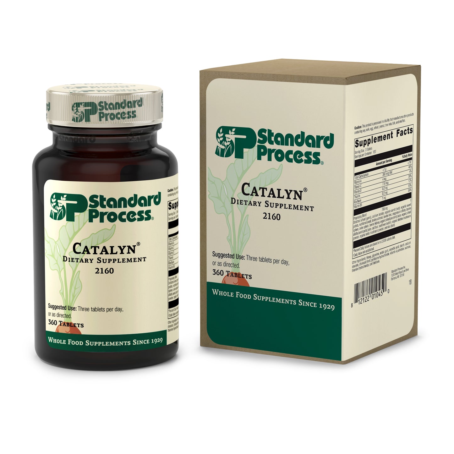 Standard Process Catalyn - Whole Food Foundational Support for General Wellbeing with Vitamin D, Vitamin C, Vitamin A, Thiamine, Riboflavin, Vitamin B6, Magnesium Citrate, and More - 360 Tablets