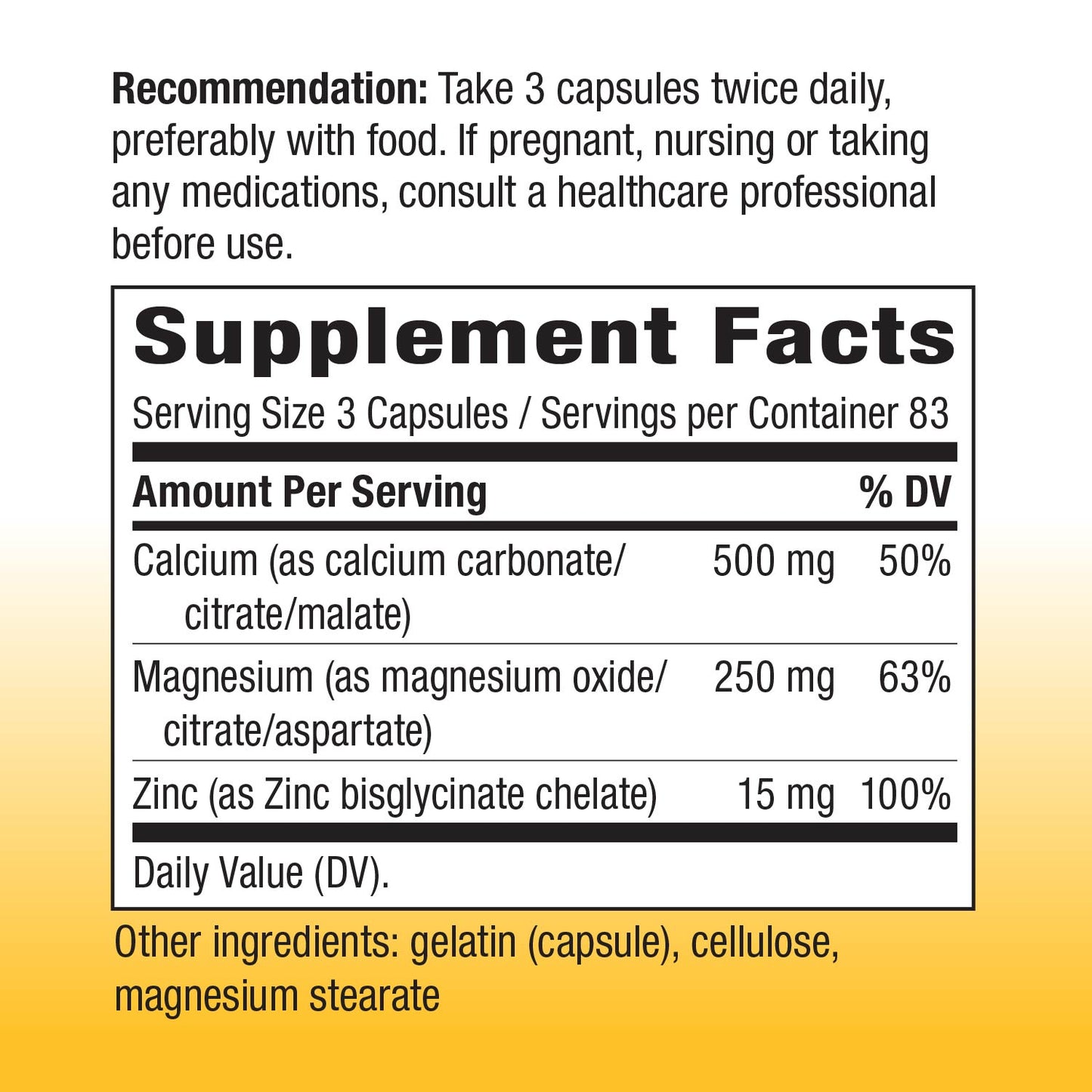 Nature's Way Calcium, Magnesium & Zinc, 250 Capsules (2 Pack)