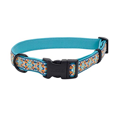 Coastal - Ribbon - Weave Collar, Navy Teal Yellow Bones, 1" x 18"-26"
