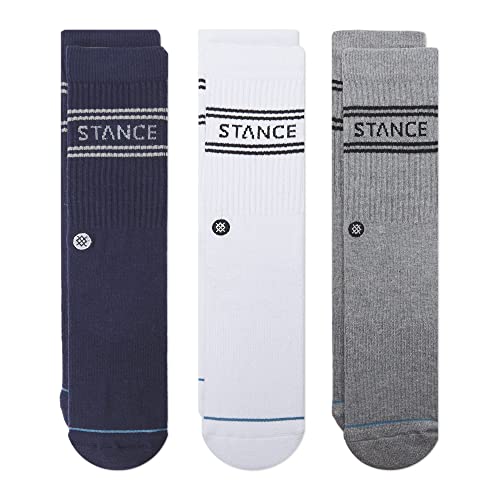 Stance Basic 3 Pack Crew Socks (Small, Navy)