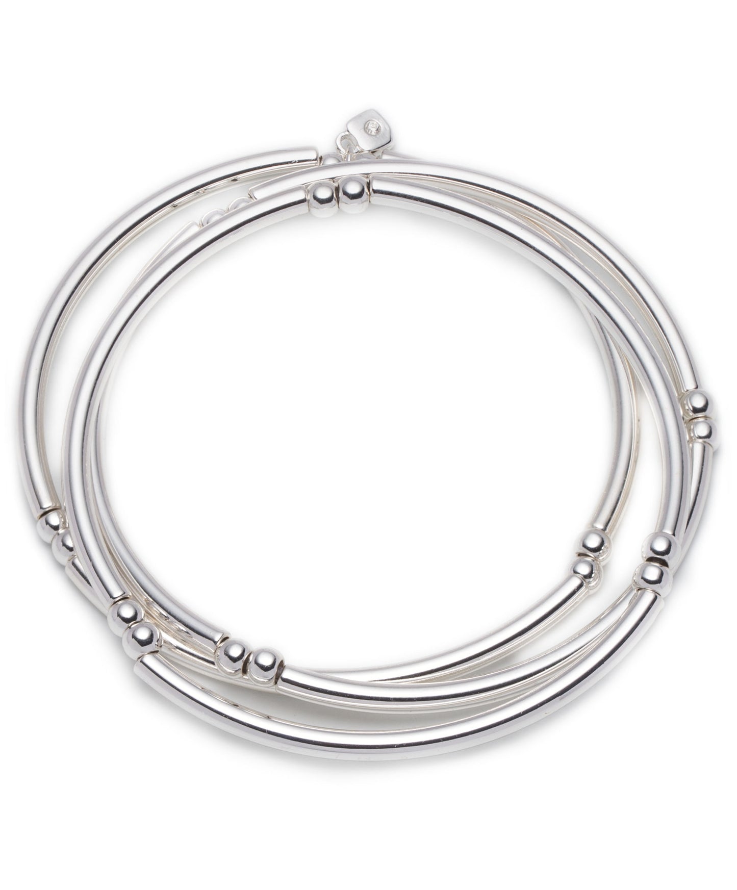 NINE WEST Women's Classics Silvertone Stretch Bangle Bracelet 3 Piece Set