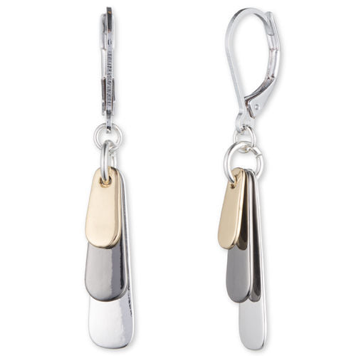 Nine West "Metal Motion" Tri-Tone Shaky Drop Earrings, Multi