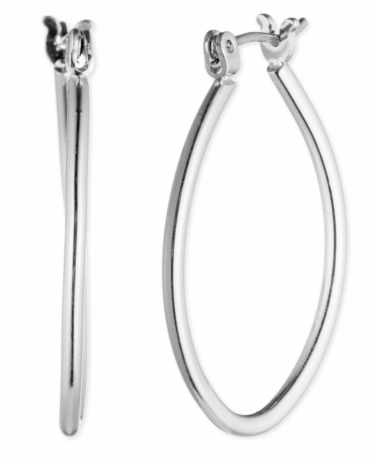 Nine West Women's Classics Silver Tone Teardrop Hoop Earrings