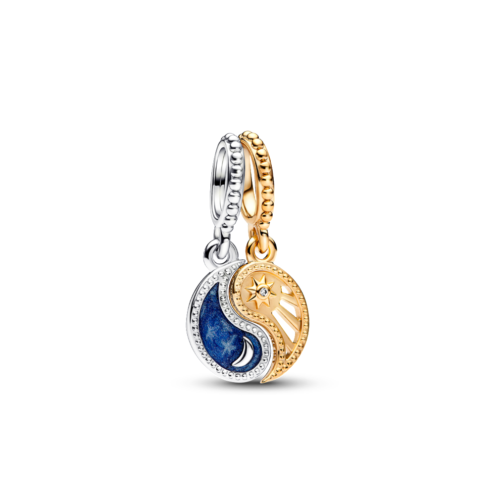 Pandora Two-tone Splittable Sun & Moon Dangle Charm