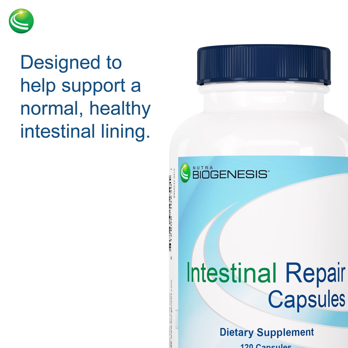 Nutra BioGenesis - Intestinal Repair Capsules - Vitamin E, L-Glutamine and Sodium Butyrate to Help Support Gut and Intestinal Health - Gluten Free - 120 Capsules
