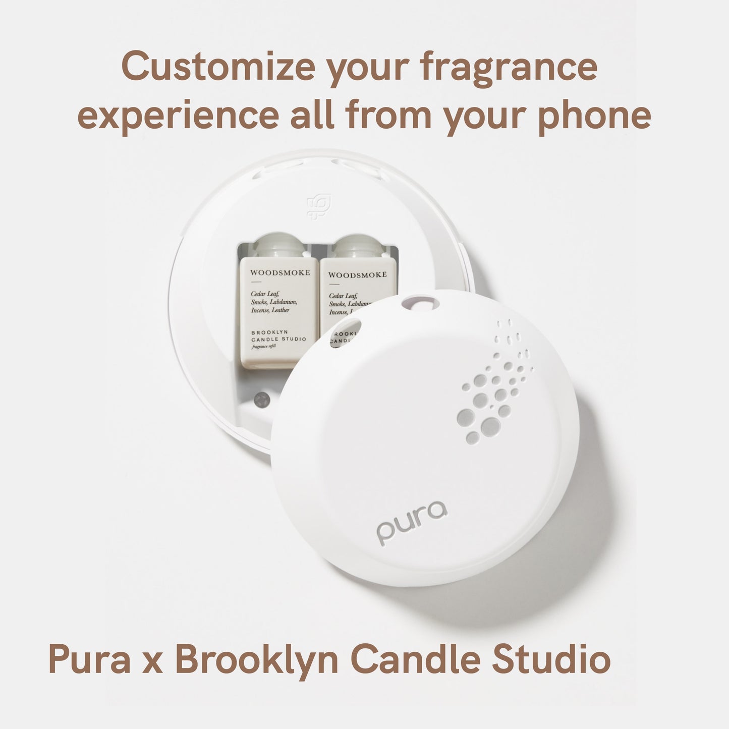 Pura and Brooklyn Candle Studio - Home Fragrance Scent for Air Diffusers - Aromatherapy Scents for Bedrooms & Living Rooms Scents for Smart Home Diffusers - 2 Pack - Woodsmoke