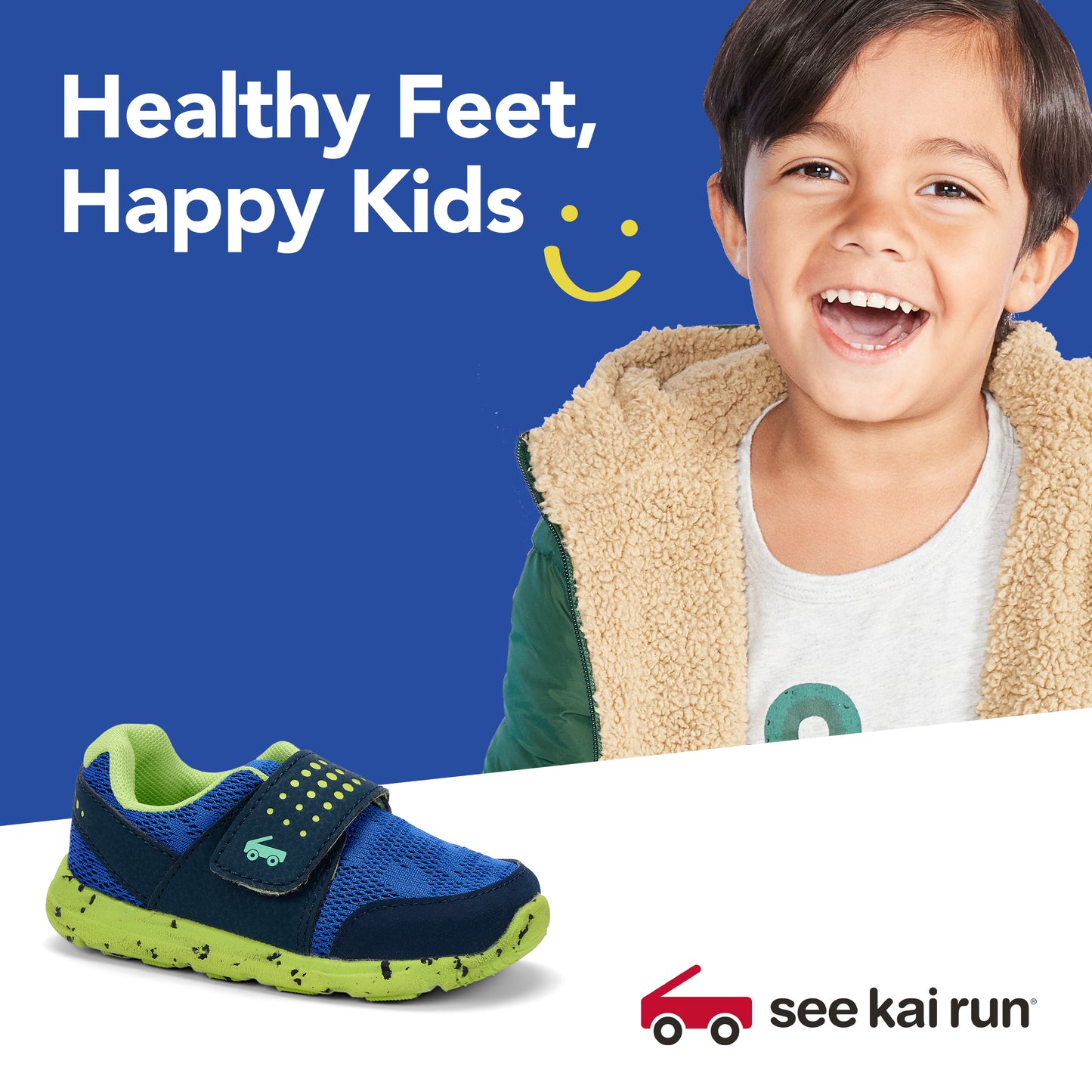 See Kai Run - Ryder II FlexiRun Athletic Shoe for Little Kids, Blue/Lime, Toddler 5