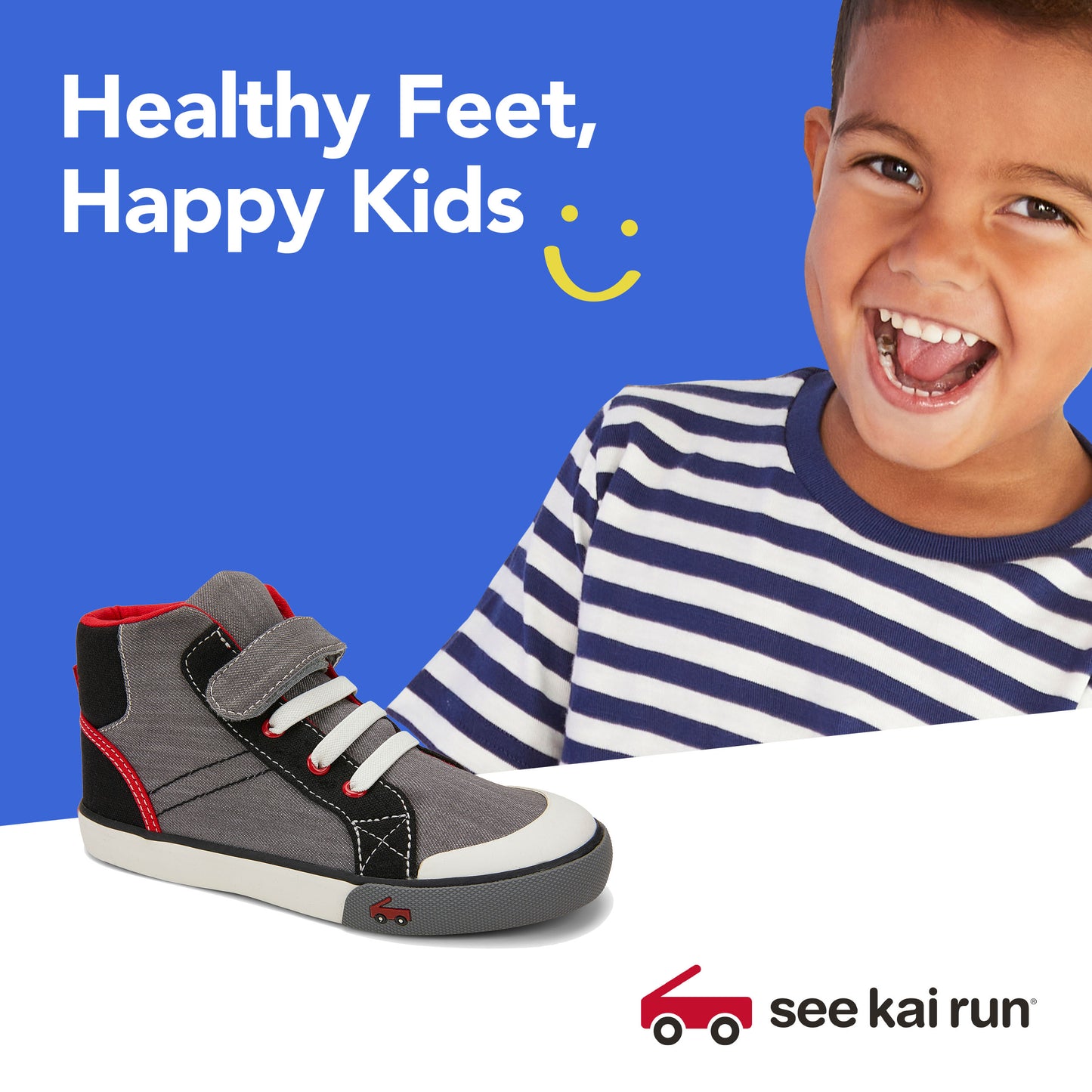 See Kai Run, Dane High Top Sneakers for Kids, Gray Denim/Black, 8