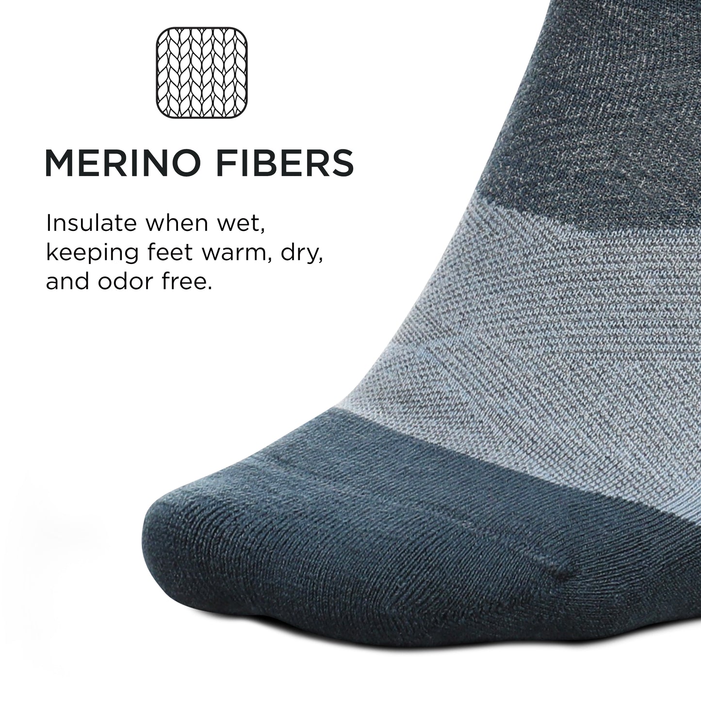 Feetures Merino 10 Cushion No Show Tab Sock Stripe (1 Pair) Small, Stormy