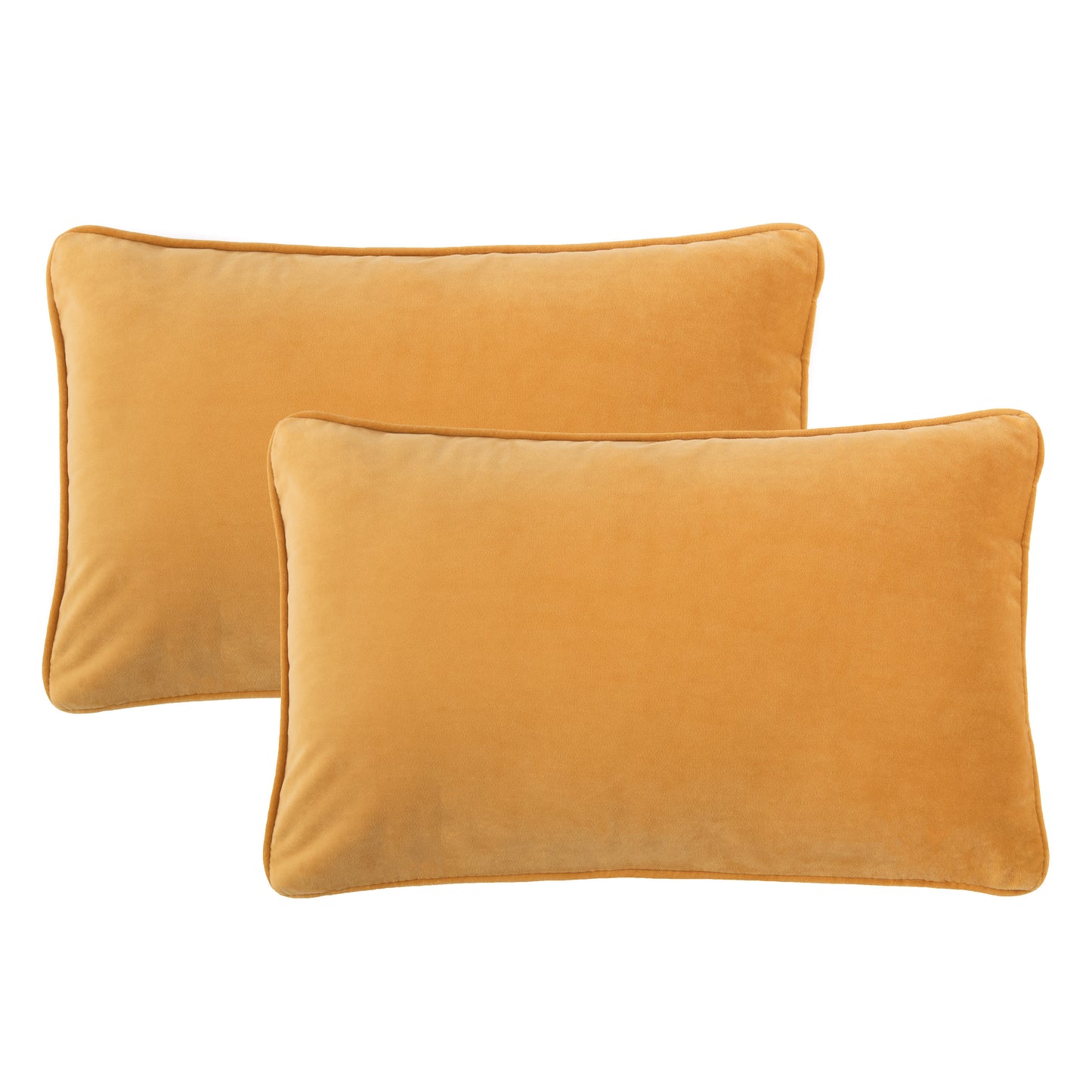 Chanasya Ultra Soft Velvet Lumbar Throw Pillow Cover - Bright and Colorful Super Soft Modern Decorative Home Decor for Sofa, Chair, and Bed (12x20 Inches) Golden 2 Piece Set