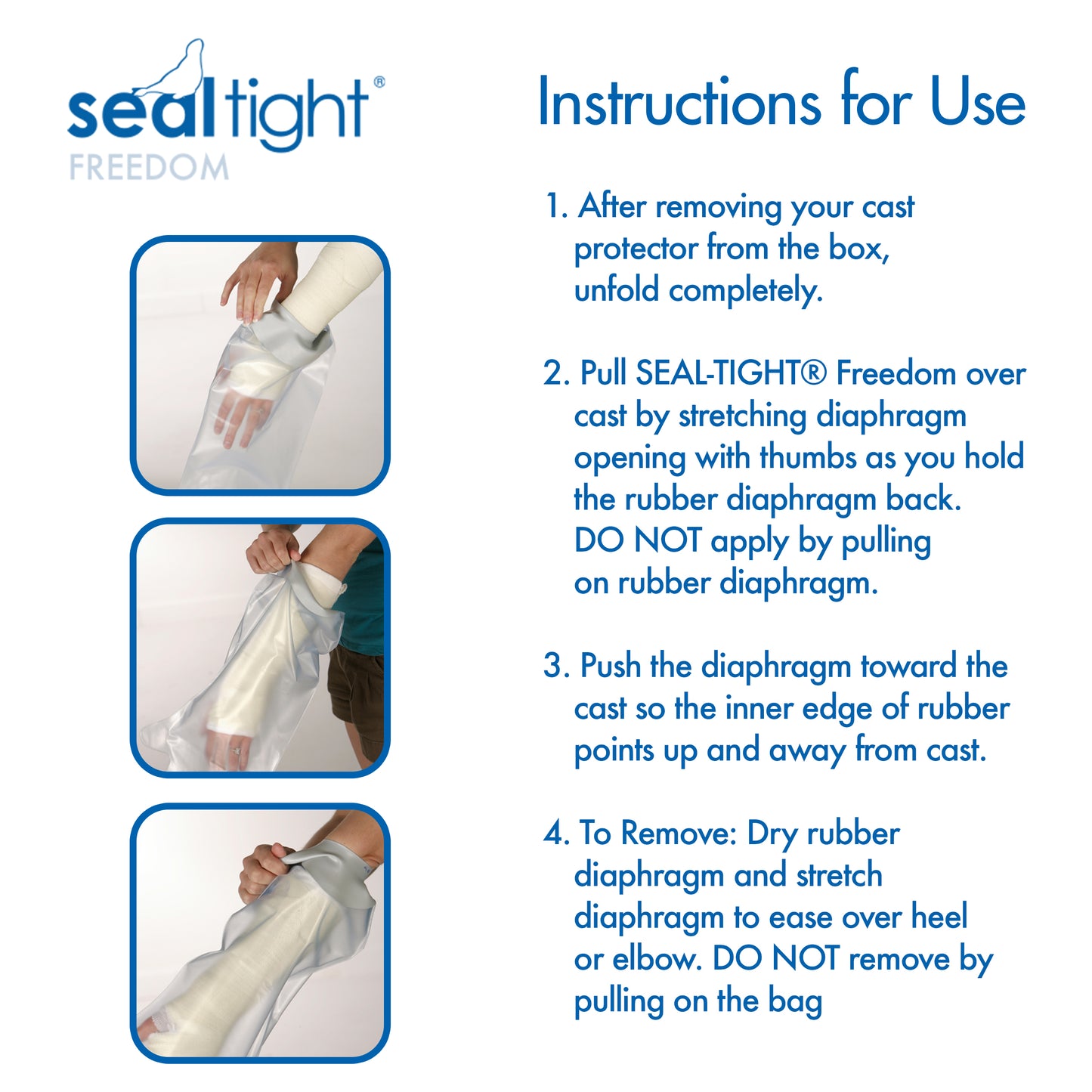 Brownmed Seal-Tight Pediatric Freedom Cast Protector – Latex-Free Waterproof Cast and Wound Cover – Arm Cast and Bandage Cover – Durable & Reusable – Lasts Life of Cast – Made in USA