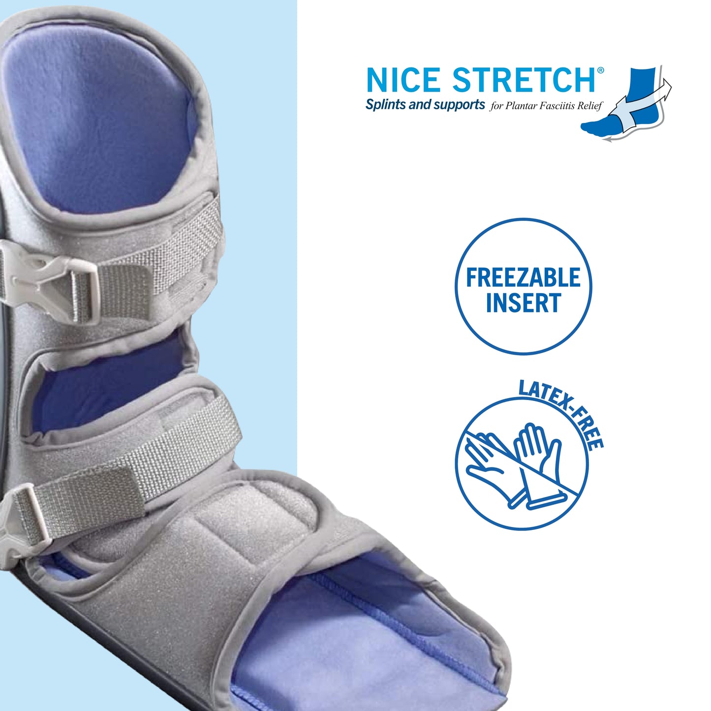 Nice Stretch 90 - Plantar Fasciitis Night Splint, Gray - Large/XL
