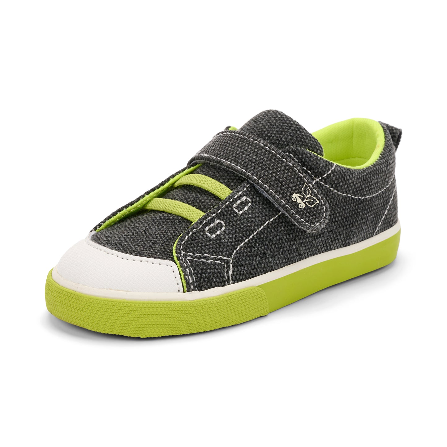 See Kai Run - Monterey Recycled Sneaker for Little Kids, Black/Neon, Toddler 6
