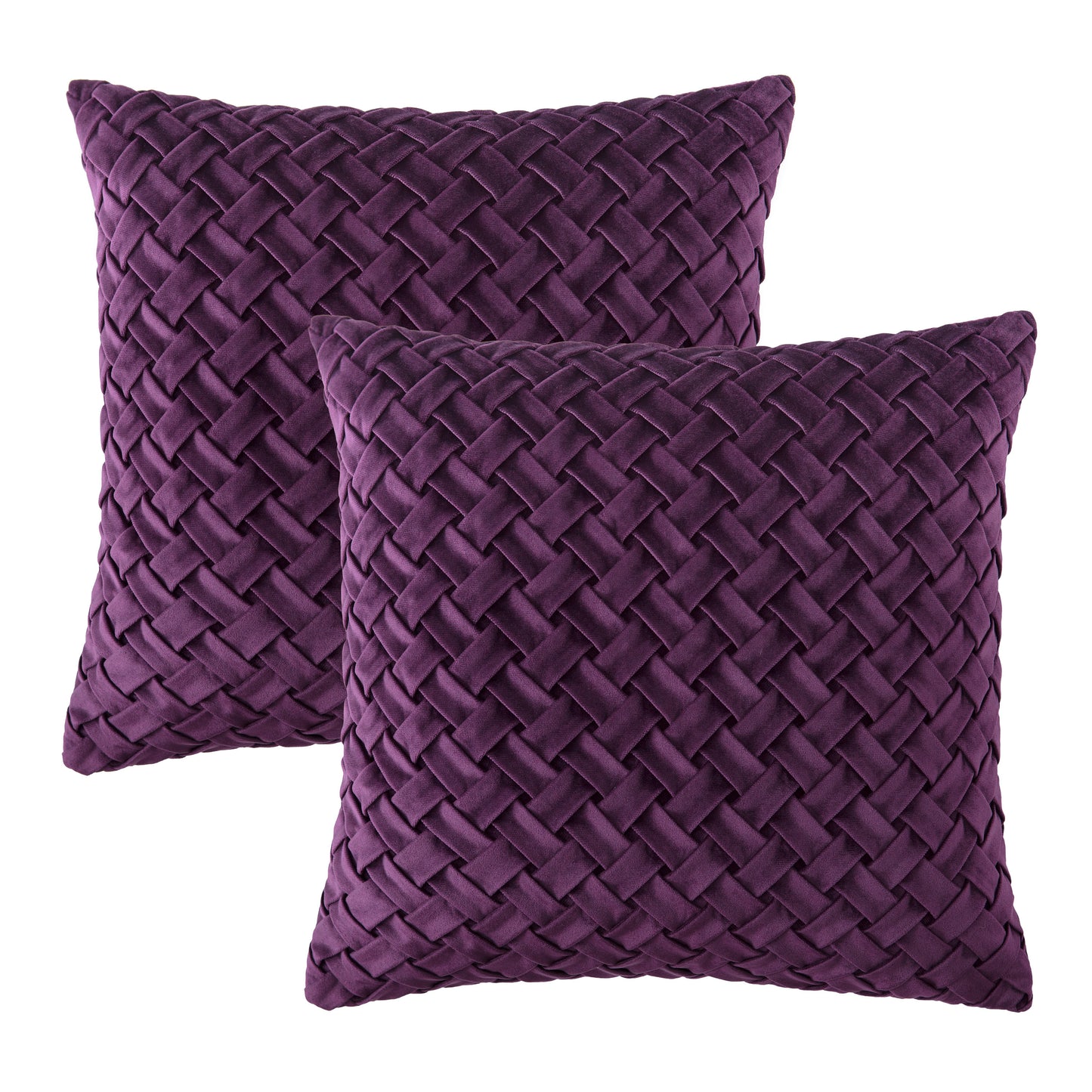 Chanasya Lattice Textured Velvet Throw Pillow Cover - Bright and Colorful Super Soft Modern Decorative Home Decor for Sofa, Chair, and Bed (18x18 Inches) Plum 2 Piece Set