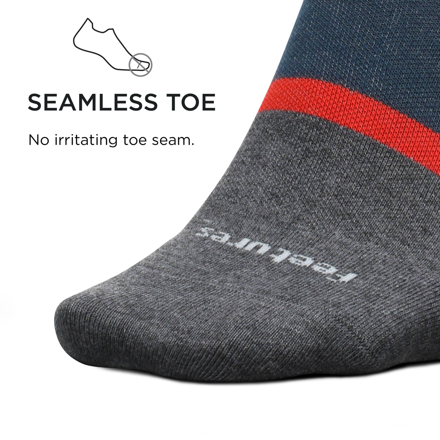 Feetures Men's Everyday No Show Sock (X-Large, Cadet Navy)