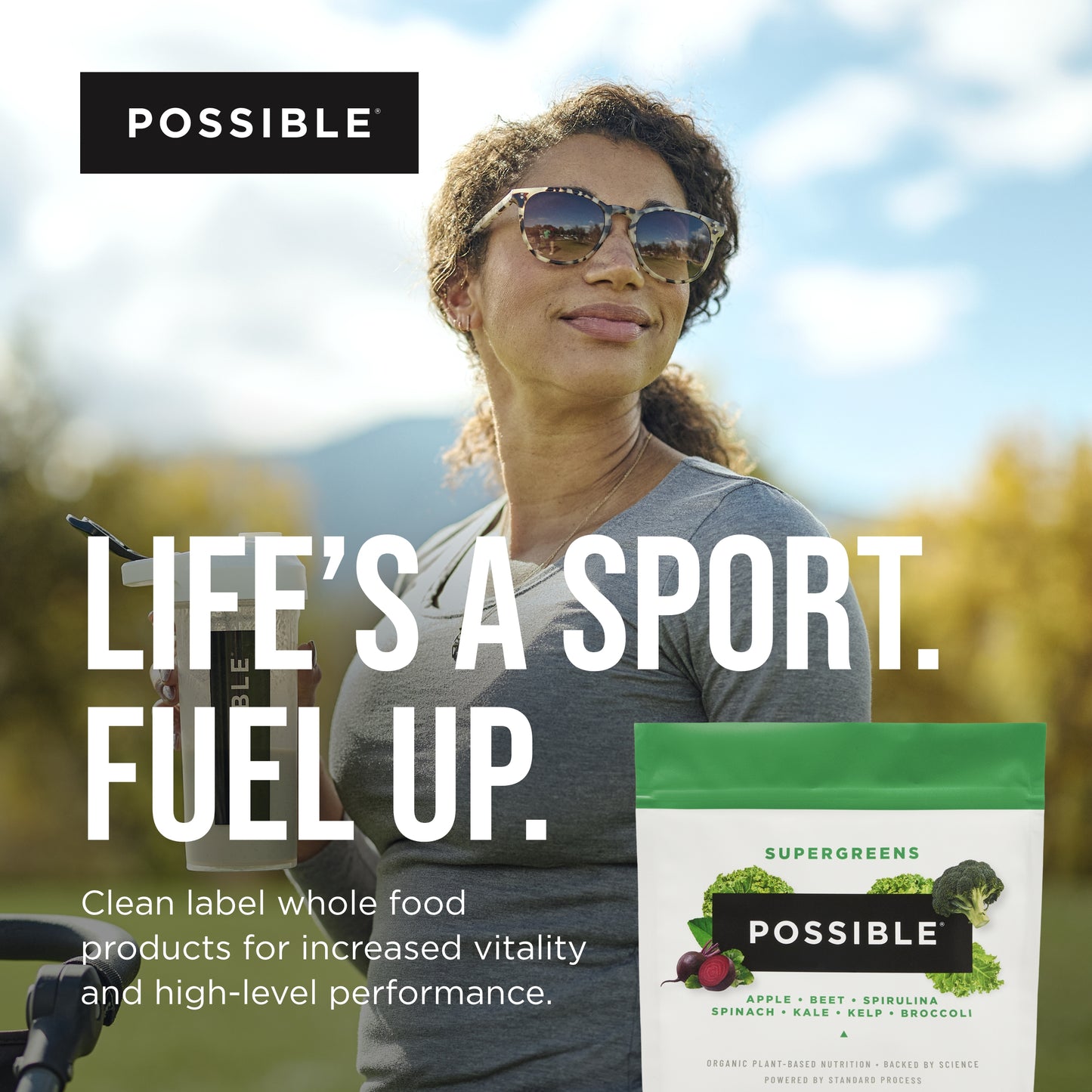 Possible SuperGreens - Superfoods Powder Mix with 23 Whole Food Ingredients, Vegan, Organic, Plant-Based Wellness - 1 Pouch, 30-Day Supply