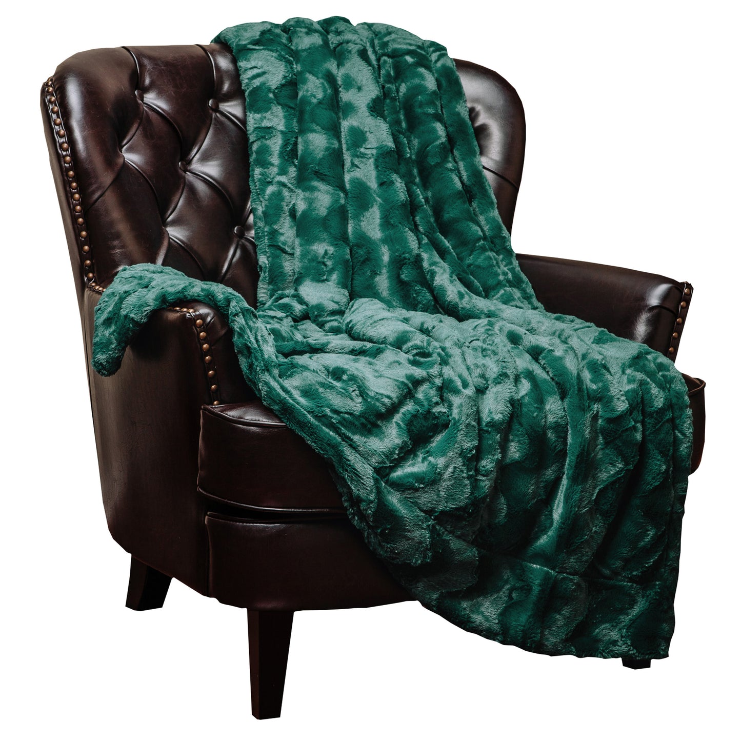 Chanasya Fuzzy Faux Fur Soft Wave Embossed Throw Blanket - Cozy and Warm Lightweight Reversible Sherpa for Couch, Home, Living Room, and Bedroom Décor (50x65 Inches) Teal