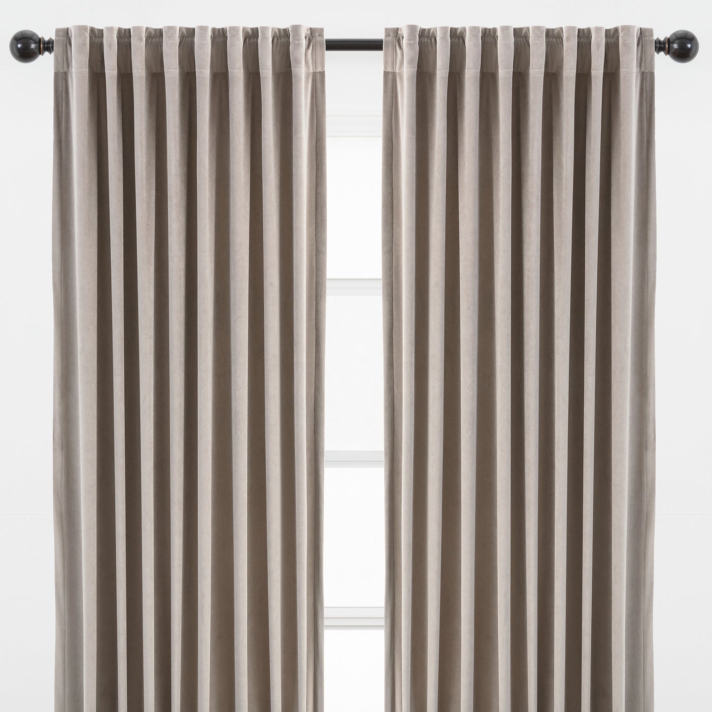 Chanasya Taupe Velvet Curtains Panel Set 2 Piece - Classy Partial Blackout Curtains Room Darkening Curtains Drapes for Living Room Bedroom - Window Treatment - 63 Inch Length Long - Taupe