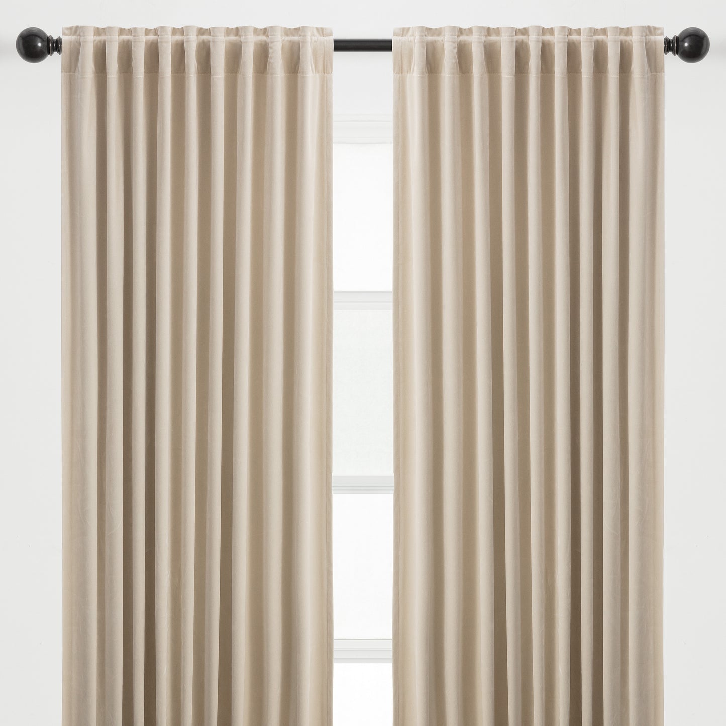 Chanasya 2-Panel Solid Classy Velvet Blackout Curtains - 3-in-1 Back Tab, Rod Pocket, Ring Tab - for Windows Living Room Bedroom - Partial Room Darkening Drapes for Privacy - 52 x 63 Inches - Beige